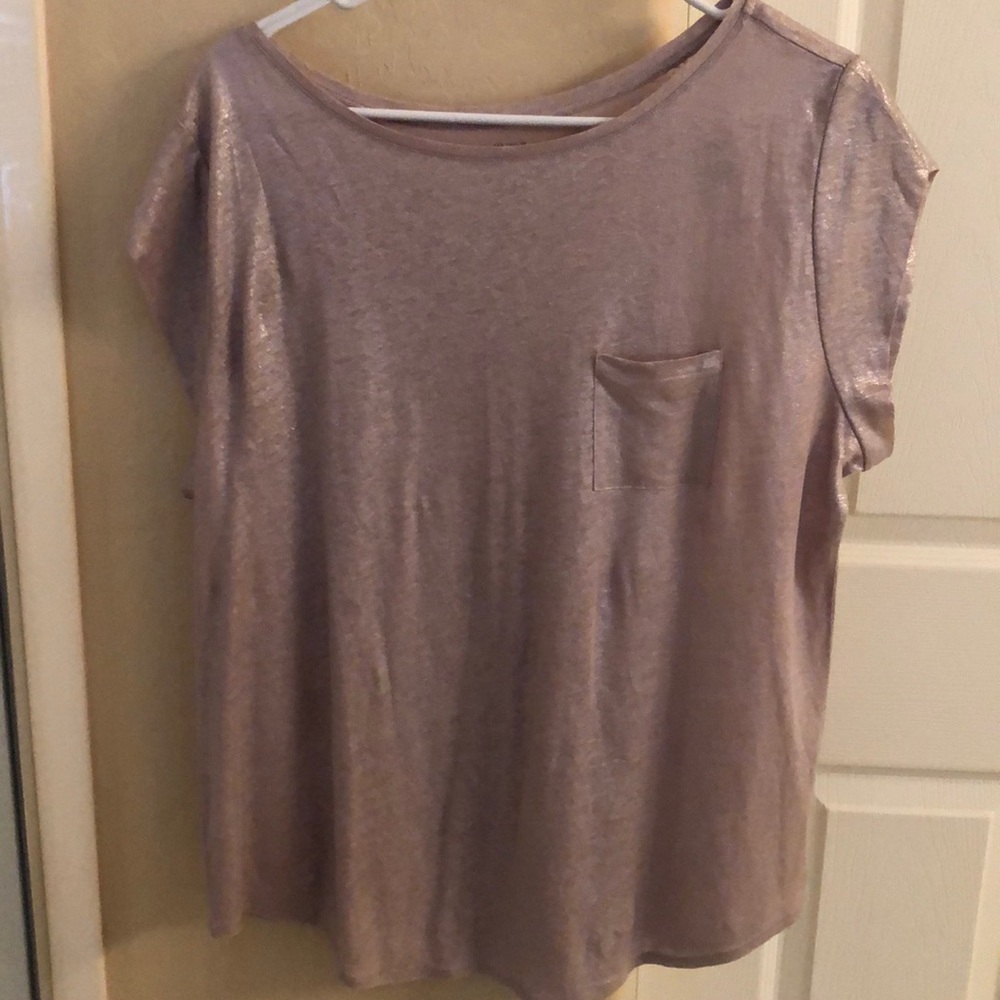 LOFT rose gold knit top w shimmer effect
